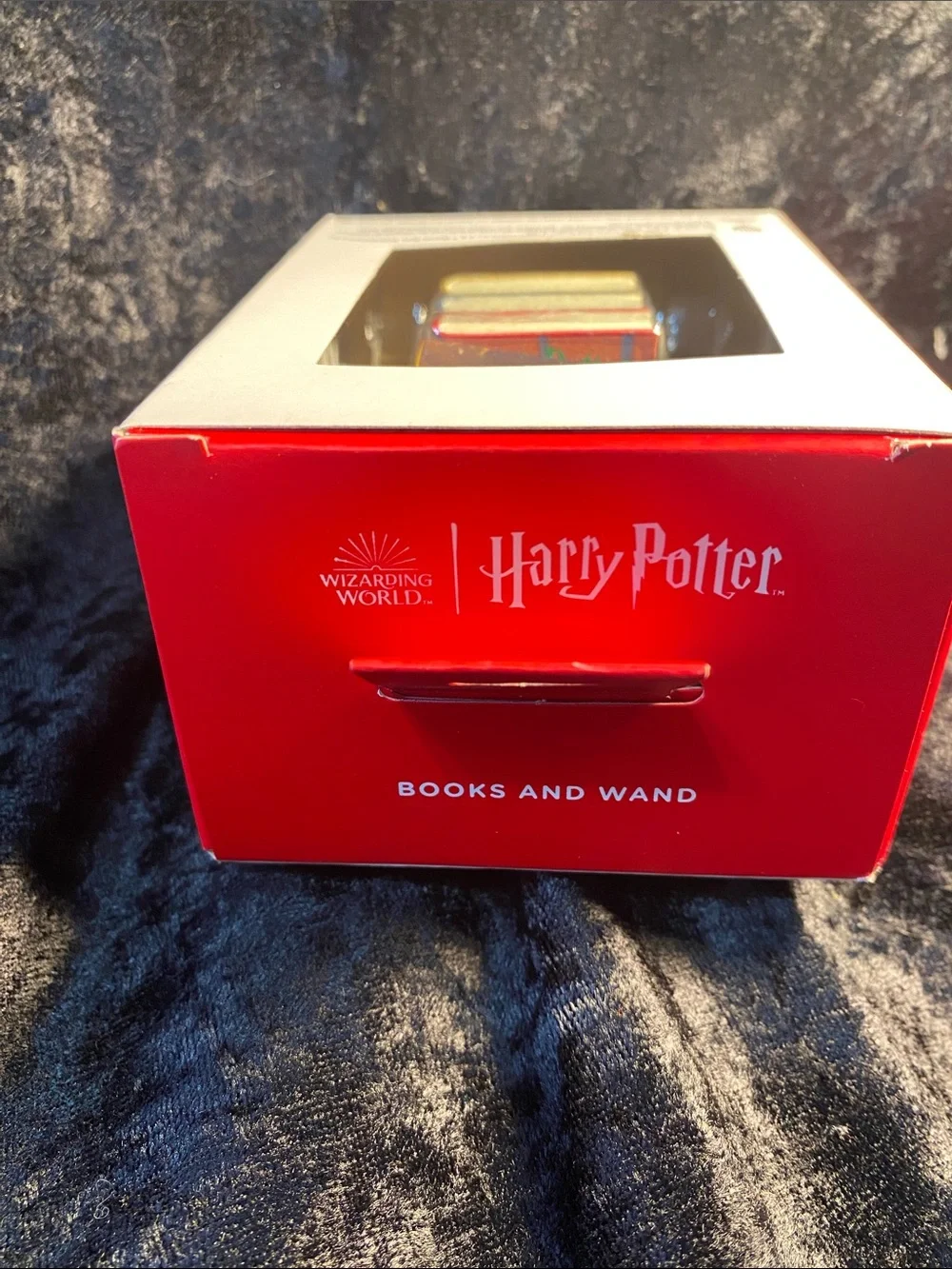 Hallmark Harry Potter Books & Wand Ornament - red, blue, gold, cream